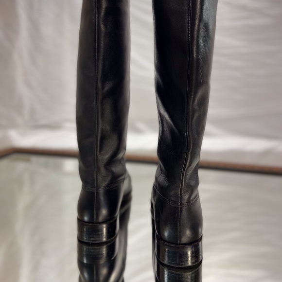 Michael Kors Riding Boots Leather Square Toe Black - Picture 7 of 8